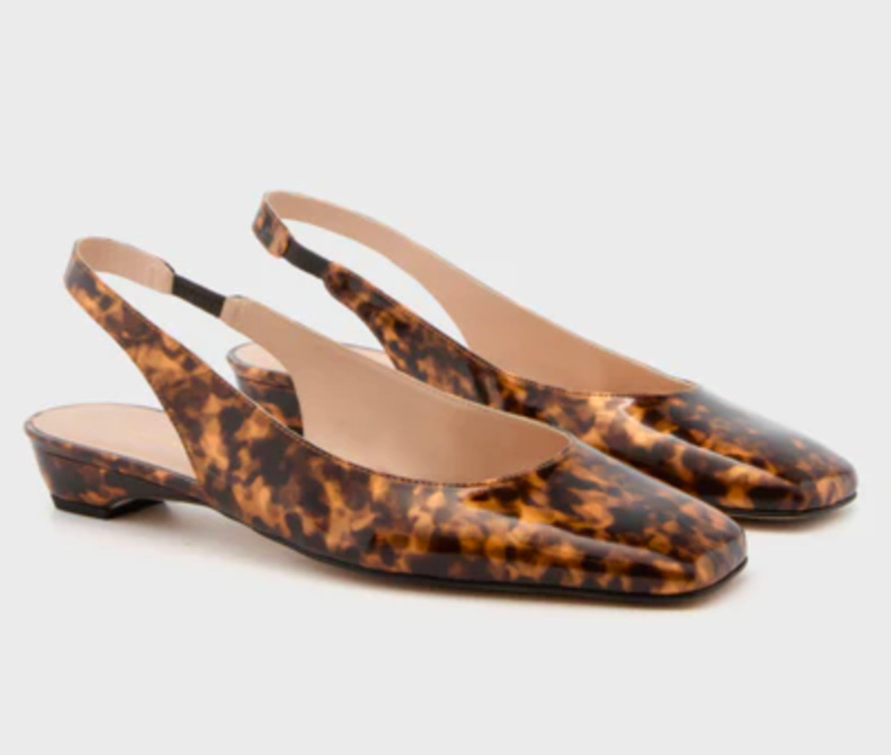 Tuckernuck Liv Slingback Flats Tortoise Patent Leather Square Toe 9.5